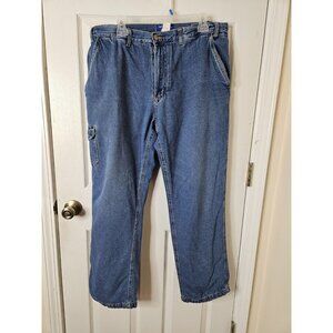 Habands Artic Bear Jeans Mens 38x29 Cargo Flannel Lined Outdoor Denim Vintage 90